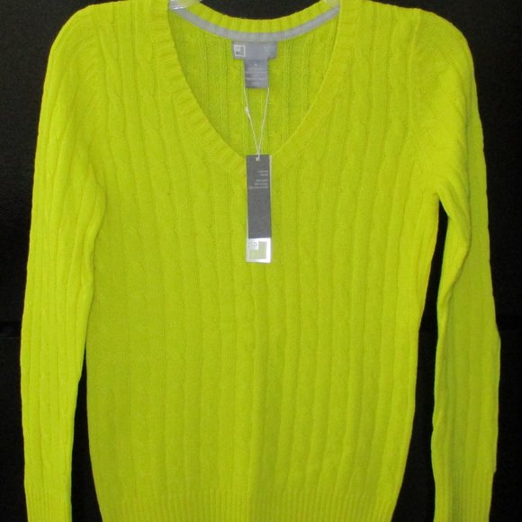 JCP Merino Blend Blazing Yellow V-Neck Sweater - Small - PRICE IS FIRM - Picture 2 of 5